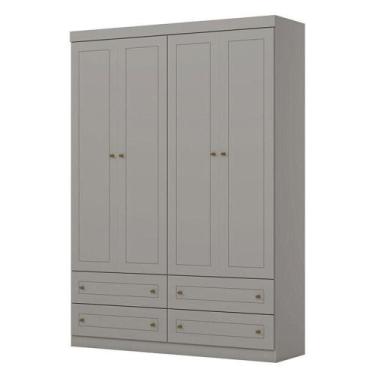 Imagem de Guarda Roupa Infantil Americano 4 Portas Cinza - Henn - MÓVEIS HENN