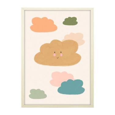 Imagem de Quadro Infantil Nuvens sem Vidro Colorido 20x30 cm