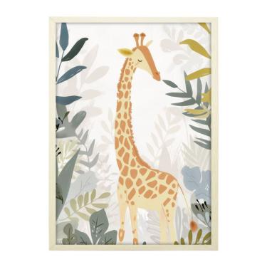 Imagem de Quadro Infantil Selva Girafa sem Vidro Colorido 20x30 cm