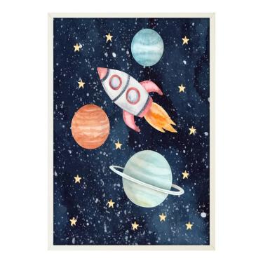 Imagem de Quadro Infantil Foguete sem Vidro Colorido 20x30 cm