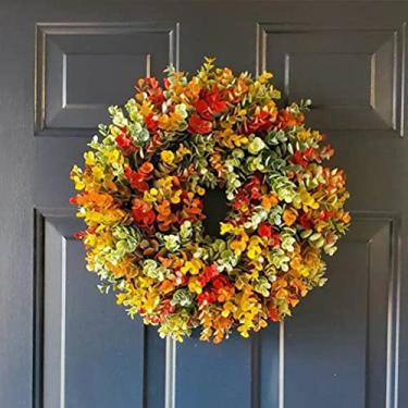 Imagem de Generic Guirlanda de Serapilheira Laranja Romântica, Guirlanda de Porta de Eucalipto Brilhante para Decoração de Casa, de Uva, Flores, Abóboras, 40cm (Genericd2uk7he8sg-10299189)