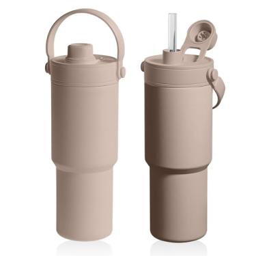 Imagem de Yenergy Garrafa de água interna de cerâmica de 740 ml com tampa à prova de vazamento para suporte de copo de carro, bebidas de água fria, esportes, café