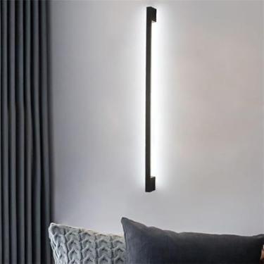 Imagem de LED Lâmpada de parede interna moderna longa preta lâmpada de parede escada iluminação de parede metal alumínio acrílico iluminação de parede para sala de estar quarto cabeceira corredor (luz branca