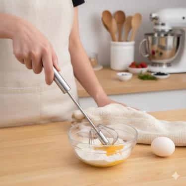 Imagem de Misturador Batedor Mixer Ovos Manual Giratório Semi Automático Cozinha