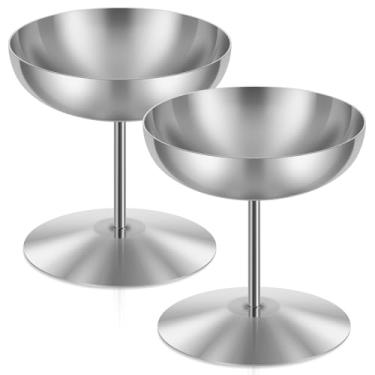 Imagem de ZFLYCANP 2 tigelas de sorvete de aço inoxidável, copos de sobremesa tigela de sudae elegante com pés para pudim de sundae, parfait, salada, coquetel e festa, servindo para festa de lanche de frutas
