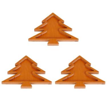 Imagem de Kit com 3 Petisqueiras Árvore de Natal 21x21cm em MDF - Ideal para Servir Petiscos, Castanhas e Doces na Ceia de Natal
