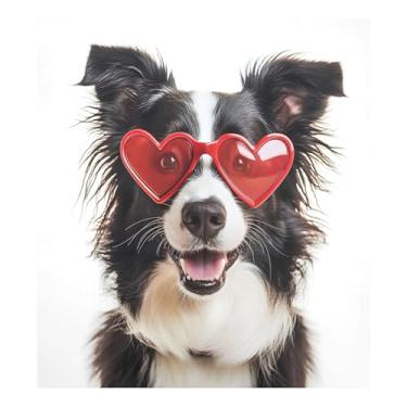 Imagem de Qilmy Capa de ímã de máquina de lavar louça de cachorro fofo Dia dos Namorados 58 x 66 cm capas decorativas de geladeira para porta frontal adesivo de folha magnética máquina de lavar louça painel