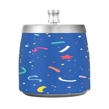 Imagem de Wassud Cinzeiro para cigarros, interior, exterior, colorido, confetes, cinzeiro, com tampa, aço inoxidável, à prova de vento, inodoro, mesa, cinzeiro, casa, escritório, pátio, varanda, decoração