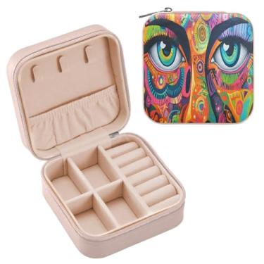 Imagem de Qilmy Estojo de joias de viagem em estilo grafite colorido, caixa de joias de viagem, mini estojo de viagem para joias, estojo organizador de joias, caixas de armazenamento pequenas portáteis