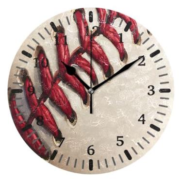 Imagem de CEBUGI 1 relógio de parede de beisebol, 1 relógio redondo operado por bateria, relógios de parede silenciosos sem tique-taque para cozinha, banheiro, quarto, escritório, decoração 25,4 cm