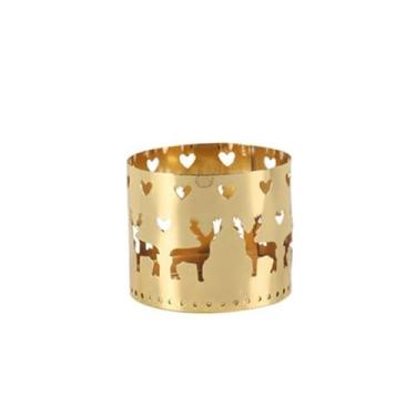 Imagem de Castiçal de ferro perfurado de artesanato romântico simples castiçal de Natal requintado suporte de vela oco jantar à luz de velas, ouro, estilo 1, H