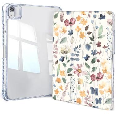 Imagem de Jngnpn Capa para iPad Air 11 polegadas M3 (2025)/M2 (2024), iPad Air 5ª (2022)/4ª geração (2020) 10,9 polegadas, iPad Pro 11 polegadas 2018 1ª, capa traseira transparente com três dobras com suporte