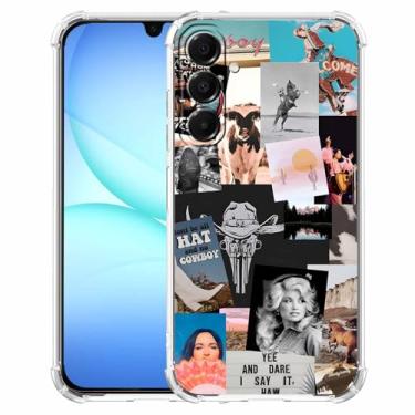 Imagem de malegaon Cowboy Cowgirl Western Country Art Colage, capa completa de TPU macio na moda para Samsung Galaxy A17 transparente