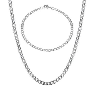 Imagem de Cordão Masculino Grumet 60cm Colar 4mm + Pulseira Aço Inoxidavel