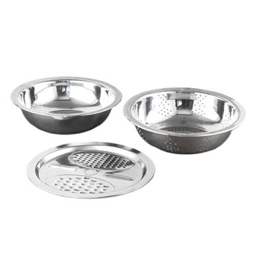 Imagem de Baoblaze Conjunto de tigela de aço inoxidável para armazenamento de alimentos, recipiente para assar e cozinhar, fácil de limpar, com ralador e escorredor para, 28cm