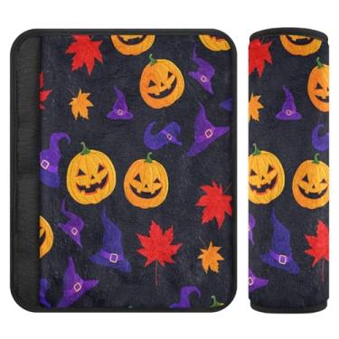 Imagem de Burbuja Almofadas de cobertura de cinto de segurança de carro Pumpkins Leaves Protetor de cinto de segurança de carro macio confortável para alça de ombro de assento, 1 par médio