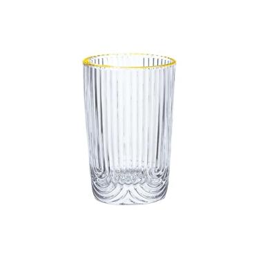 Imagem de Jogo de 6 Copos Long Drink Vidro Laure Canelado | Perfeito para Bares e Festas (Borda Dourada 420 ML)