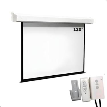 Imagem de Tela De Projeção Elétrica - Ponto Br Shop - 120Polegadas 220v Retratil C/Controle Remoto Automação Alexa Profissional