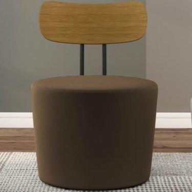 Imagem de Poltrona Eclipse Redonda Com Encosto De Madeira - élpis Móveis Marrom