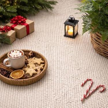 Imagem de S & L Homes Tapete de pipoca de malha grossa de algodão de lã - tapete contemporâneo marfim para sala de estar quarto (1,5 m x 2,7 m - marfim)