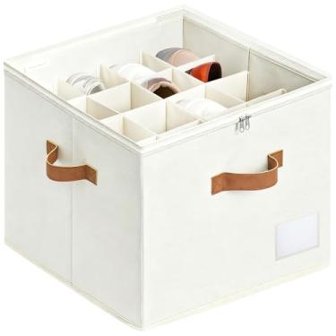 Imagem de Organizador de sapatos para Cloest – 1 caixa de armazenamento de sapatos ajustável para 8 a 16 pares com divisórias pop-up, 43 cm x 43 cm x 30 cm, organizador de caixa de sapatos com capa transparente