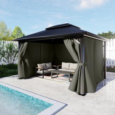 Imagem de BPS Cortina Gazebo de 3,5 m x 35,5 cm, privacidade, 4 painéis, cortina de substituição para exterior (apenas cortina)