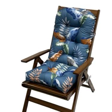 Imagem de COGINQUS Almofada para cadeira de balanço interno/externo à prova d'água 43,3 × 19,7 cm - Almofadas de cadeira de pátio e encosto alto para todos os climas com laços, substituição espessa para móveis