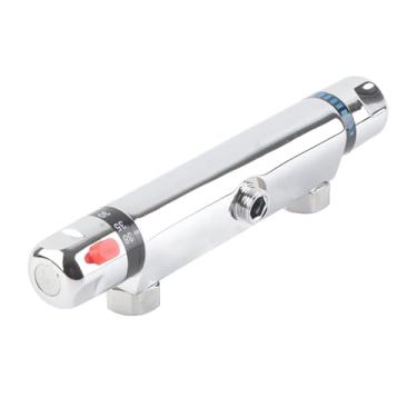 Imagem de Cryfokt Válvula de Mistura Termostática, Válvula de Controle de Temperatura Constante de Montagem Em Parede de Latão Com Acabamento Cromado, água Quente 55 ℃ a 85 ℃, água Fria 8 ℃ a 29 ℃, (Bico para