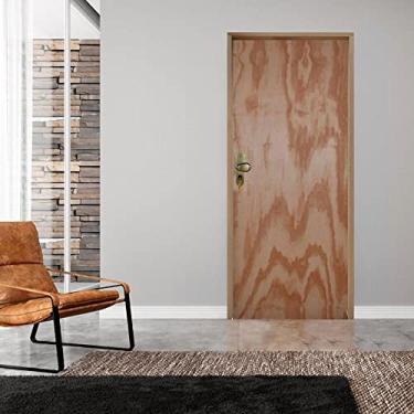 Imagem de Kit Porta de Madeira Lisa 210x80cm Batente 14cm Fechadura Externa Direito Rodam Portas