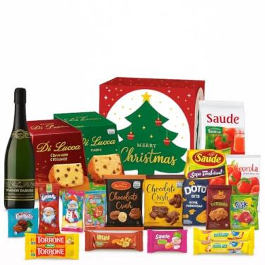 Imagem de Cesta De Natal 32 Itens Sem Álcool Com Panettone + Suco De Uva Integral - Presente Corporativo Completo Com Guloseimas E Sobremesas(32 ITENS - BALI)
