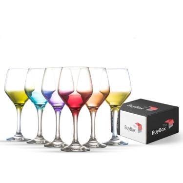 Imagem de the mask el turko Copos de vinho coloridos, champanhe, coquetel, martini, copos de cupê, copos Aperol Spritz, conjunto de 6 copos de haste longa (325 ml)