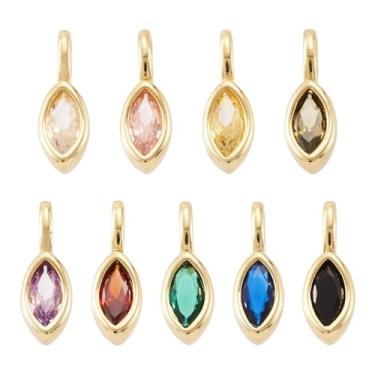 Imagem de Spritewelry Pingentes de pedra do mês de nascimento com pingentes de zircônia cúbica dourada, geométrico, redondo, triângulo, strass, pingentes para pulseiras, joias, artesanato DIY, Small, Zircônia