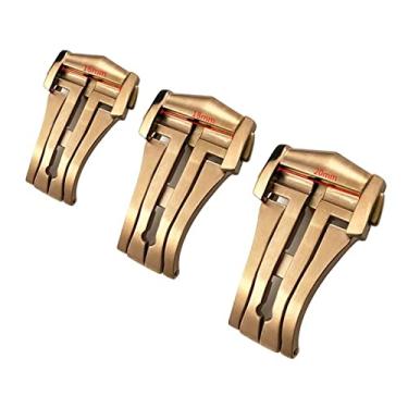 Imagem de CYSUE Fivela de relógio de implantação de 16mm 18mm 20mm para pulseira de couro ômega pulseira de borracha aço prata fecho dobrável ferramentas de presente (cor: rosa 2, tamanho: 16mm)