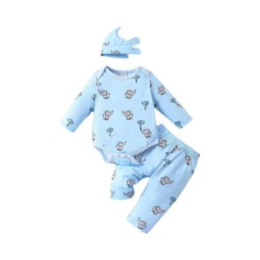 Imagem de Conjunto De 3 Peças Para Bebê Recém-Nascido Com Estampa De Elefante Ba
