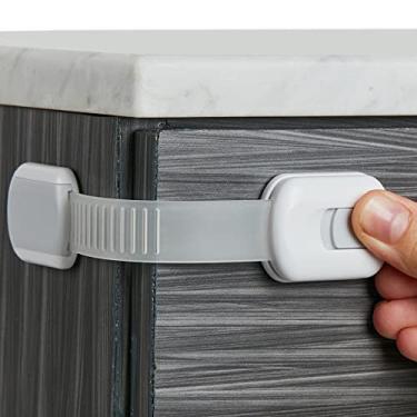 Imagem de Fechaduras de segurança para crianças (pacote com 6) Cadeados de bebê para armários e gavetas, vaso sanitário, geladeira e mais. Almofadas adesivas 3M. Fácil instalação, sem necessidade de perfuração