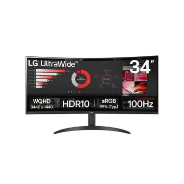 Imagem de Monitor Gamer Curvo LG UltraWide 34"", QHD, 100Hz, 5ms, VA, FreeSync, HDR 10,- 34WR50QK-B-Unissex