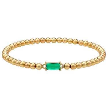 Imagem de Pulseira Feminina Dourada com Contas, Pulseira Dourada com Pedra de Nascimento Joia da Amizade Ideal para Mulheres Atencioso de Aniversário Ou Dia Dos Namorados