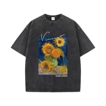 Imagem de Camiseta De Algodão Oversized Com Estampa De Girassol De Van Gogh Para