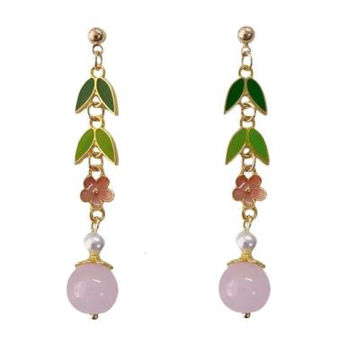 Imagem de Brincos femininos com pingente de flor, borboleta, folha, floral, declaração de fada, verão, refrescante, beira-mar, idílico, férias, dia dos namorados, joias presentes, Long tassels, Latão Acrílico