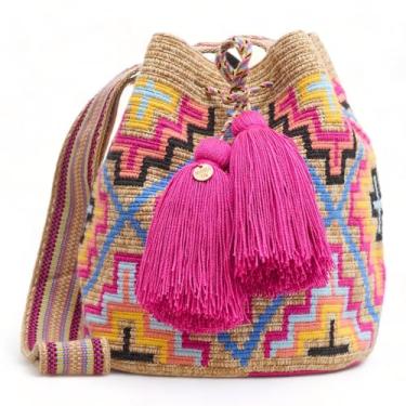 Imagem de Bolsa feminina Wayuu média original bolsa tejida colombiana padrão de crochê autêntico presente da Colômbia, Design 116 - Médio, Medium, Boho