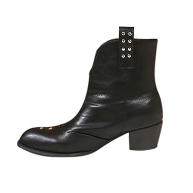 Imagem de Botas de cano curto femininas casuais com design de bico fino com salto médio e ajuste confortável, Preto, 38