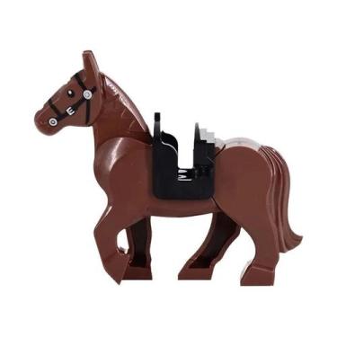 Imagem de Blocos De Montar Cavalo De Guerra Medieval, Tijolos DIY Brancos, Preto