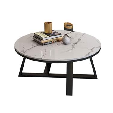 Imagem de Mesa central de mármore ardósia mesa de centro simples moderna pequeno apartamento sala de estar mesa de centro redonda mesa lateral quarto mesa (B, pequena)