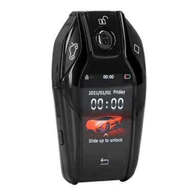 Imagem de Vroomoto Controle remoto de chave de carro inteligente LCD, estrutura de liga, acesso sem chave com função anti-perda, universal para modelos de botão de motor start-stop, chave de rádio, (preto)