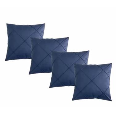 Imagem de Almofada decorativa de 45 x 45 cm, em camurça, com design drapeado, adequada para salas de estar, quartos e sofás(Azul)