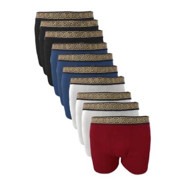 Imagem de Kit 10 Cuecas Boxer masculina Malha Peruana No Algodao Premium Com Ela