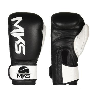 Imagem de Luva de Boxe MKS Combat Rustic Black White Couro-Unissex