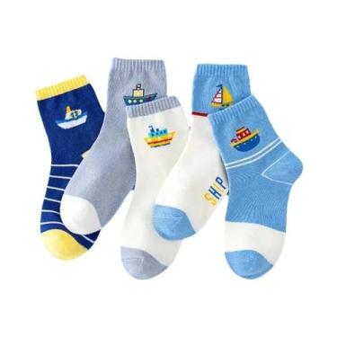 Imagem de Meias Listradas Para Meninos, 5 Pares, Outono Inverno, Crianças De 4 a