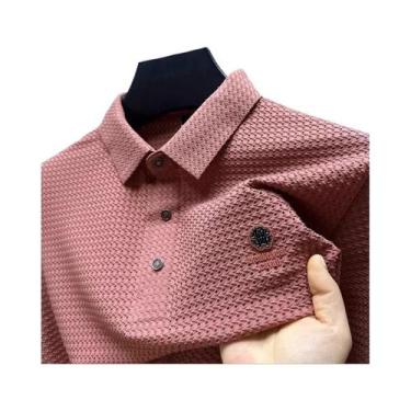 Imagem de Camisa Polo Masculina De Seda De Alta Qualidade Com Manga Curta, Tecno