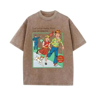 Imagem de Camiseta Feminina De Verão Com Estampa 'Let's Run Away', Estilo Desgas